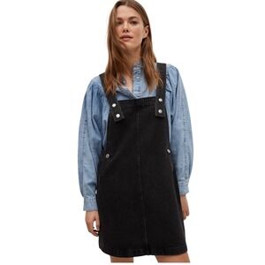 Mango MNG Denim Black Jumper Dress Mini A-Line Casual Button Down Women's Medium